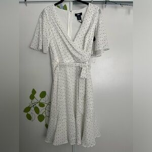 DKNY white polka dot dress